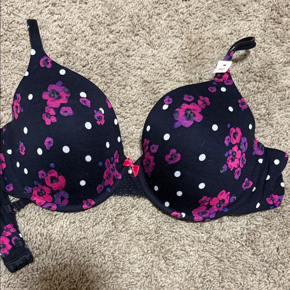 La SENZA perfectly me  Black and Pink Floral Polka Dot Bra tshirt bra bnwt